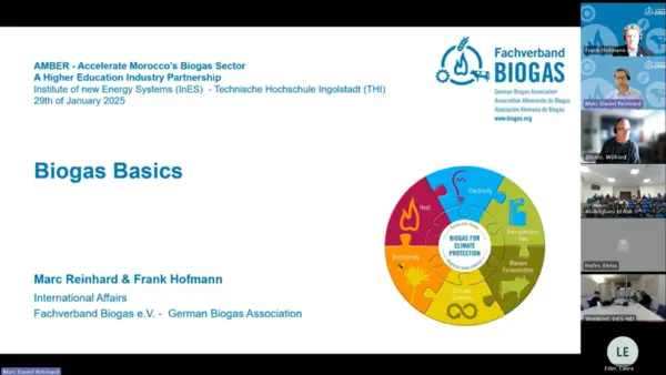 Screenshot zu Beginn der Veranstaltung mit dem Fachverband Biogas.