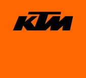 Quelle: KTM Abbildung Schriftzug KTM in Schwarz vor orangenem Hintergrund