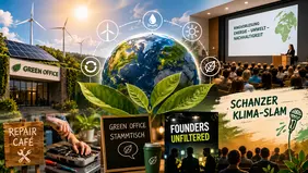 Die THI eröffnet ihr neues Green Office mit einer vielfältigen Opening Week rund um Nachhaltigkeit, Innovation und Wissenschaftskommunikation. Höhepunkte sind die Ringvorlesung Energie – Umwelt – Nachhaltigkeit sowie der Schanzer Klima-Slam (Symbol
