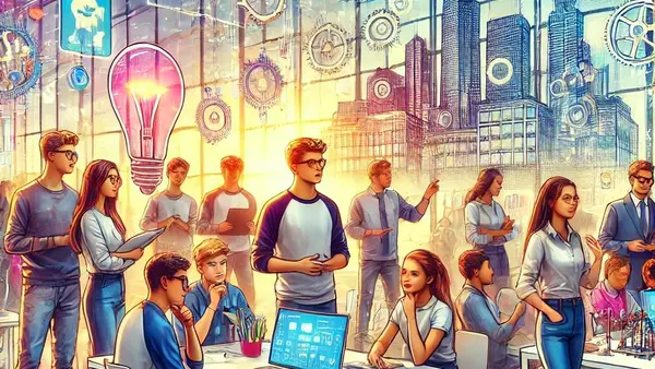 KI-generiertes Bild eines Young Business Club mit jungen Personen
