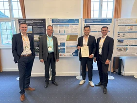 Das InES-Team auf dem Symposium Zukunft Wärme (von links nach rechts): Lukas Müller, Prof. Dr.-Ing. Wilfried Zörner, Fabian Feuchter und Dr. Christoph Trinkl