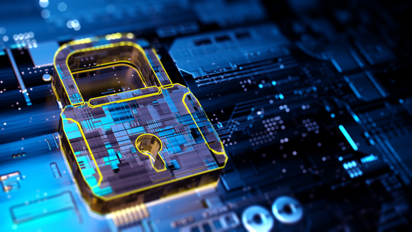 Schloß auf Platine - Cybersicherheit
