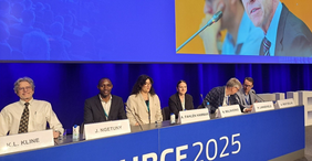 Joshua Ngetuny während einer Panel Diskussion auf der EUBCE